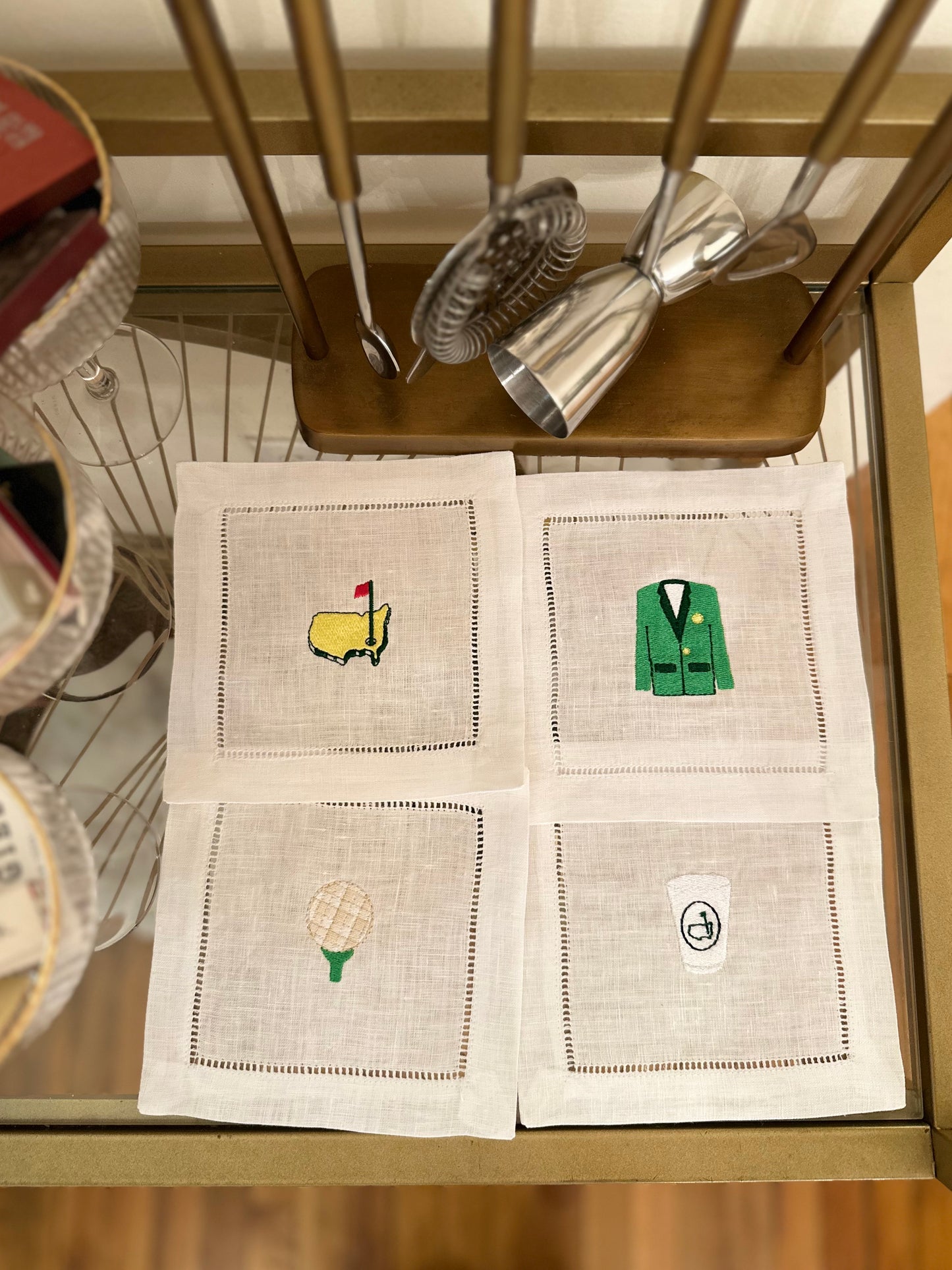 Masters Inspired Embroidered Cocktail Napkin (Set of 4)