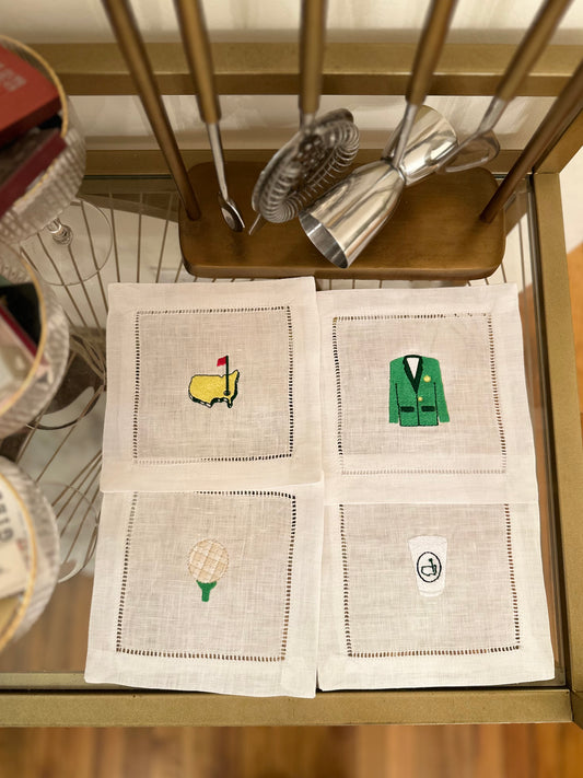 Masters Inspired Embroidered Cocktail Napkin (Set of 4)