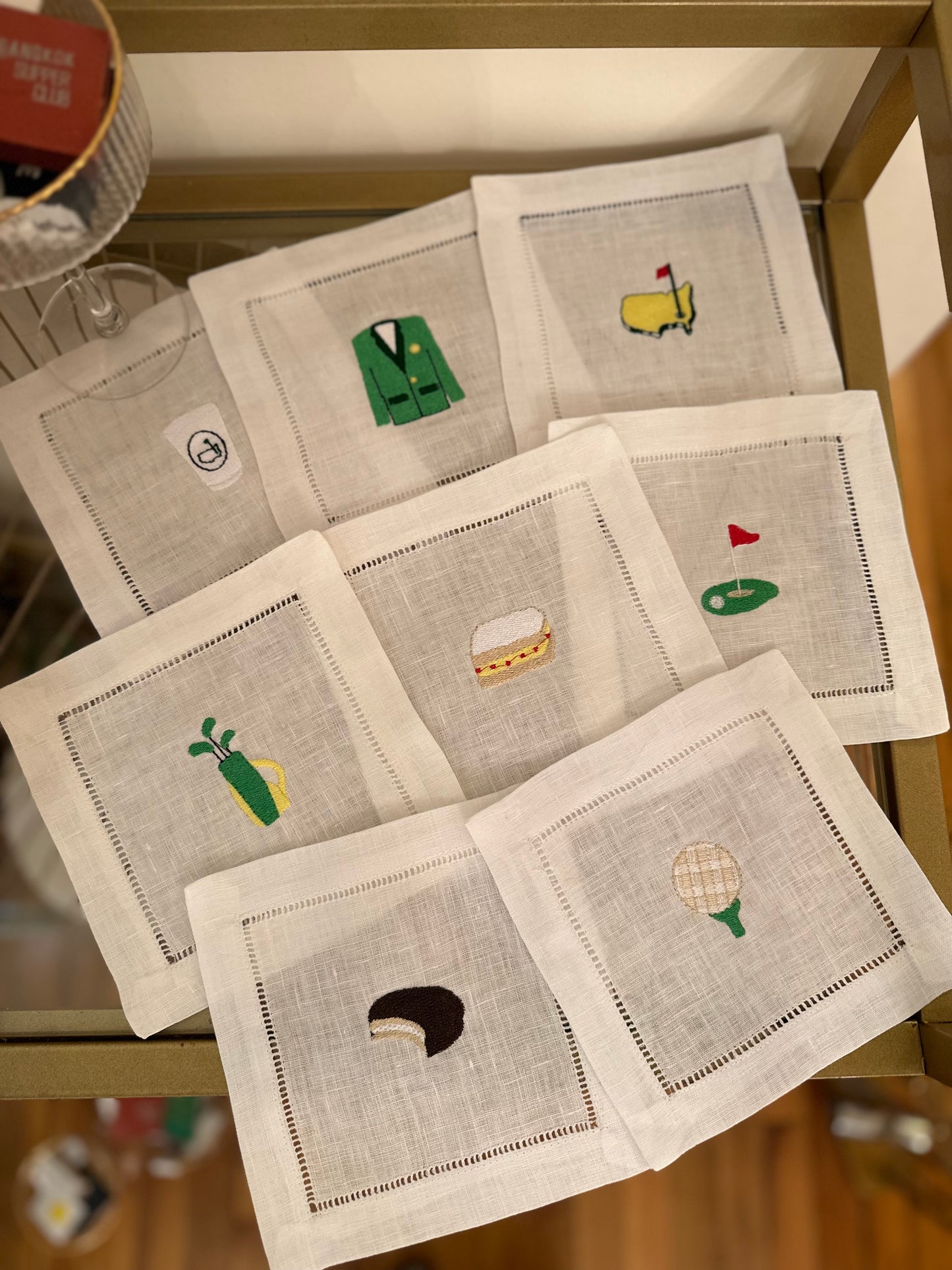 Masters Inspired Embroidered Cocktail Napkin (Set of 4)