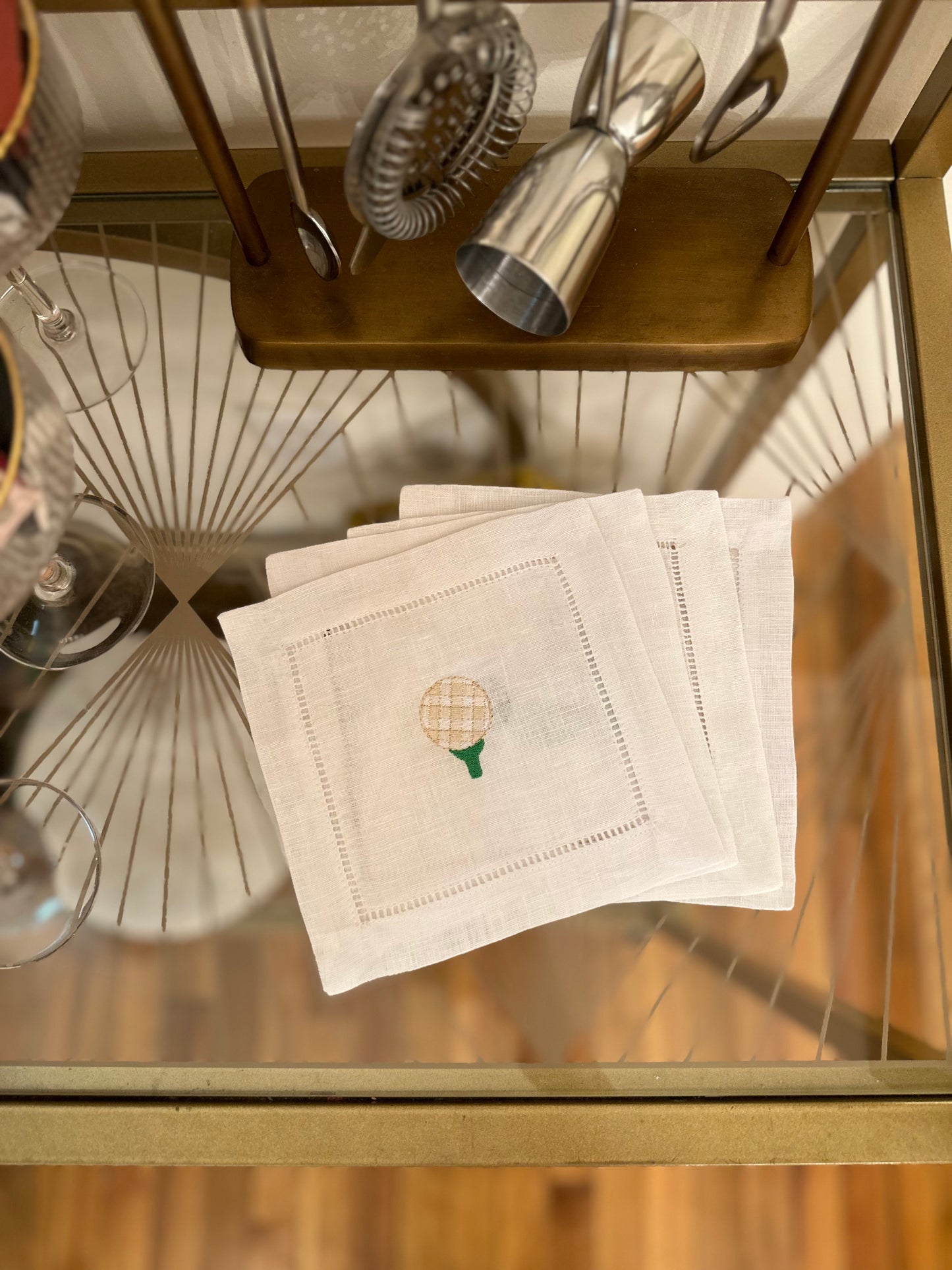 Masters Inspired Embroidered Cocktail Napkin (Set of 4)
