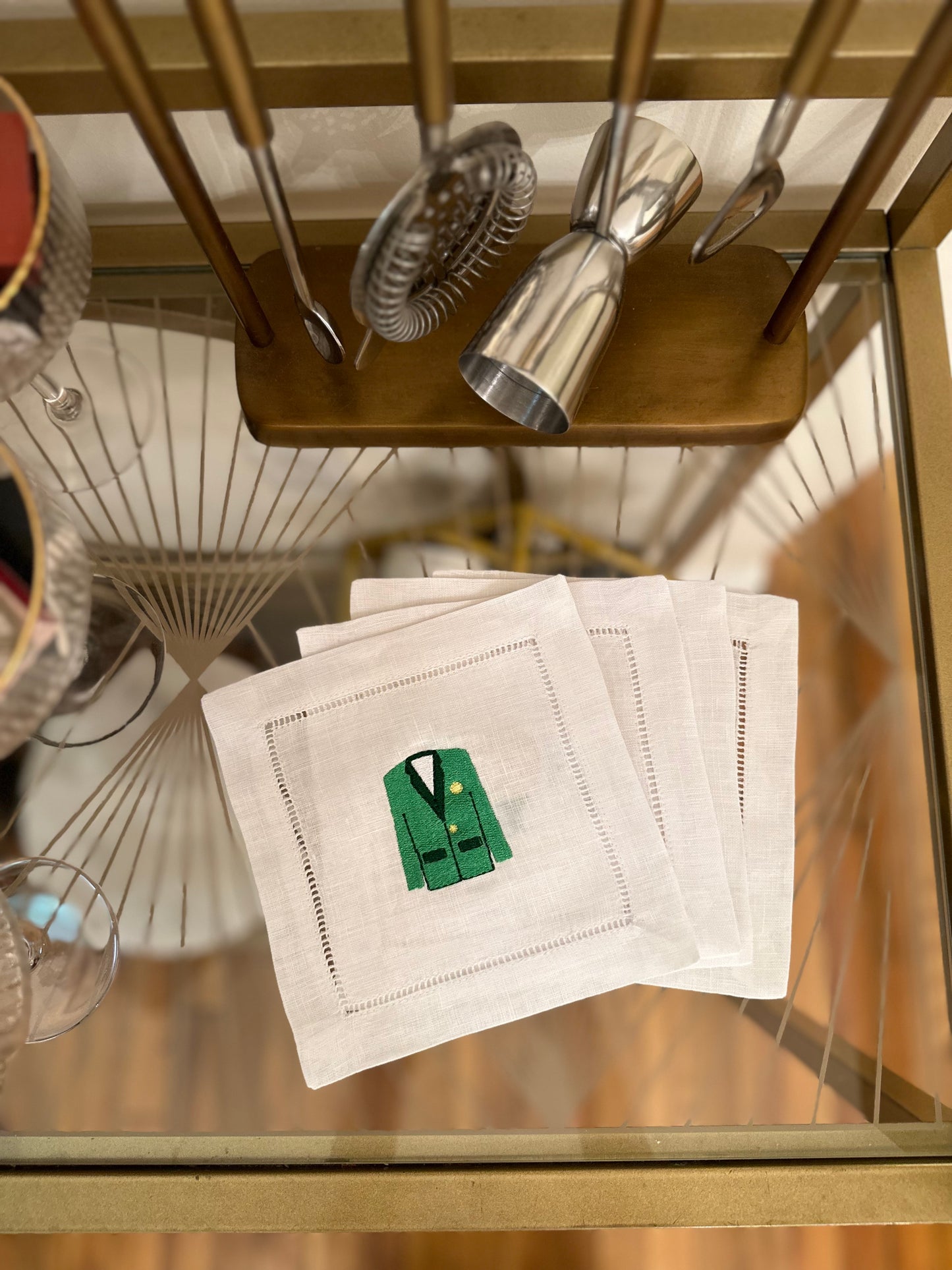 Masters Inspired Embroidered Cocktail Napkin (Set of 4)