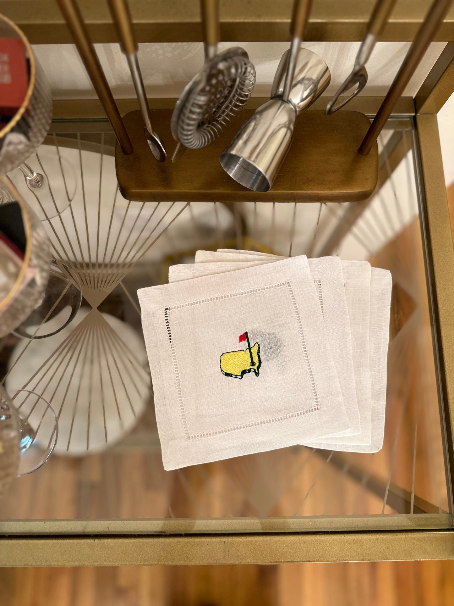 Masters Inspired Embroidered Cocktail Napkin (Set of 4)