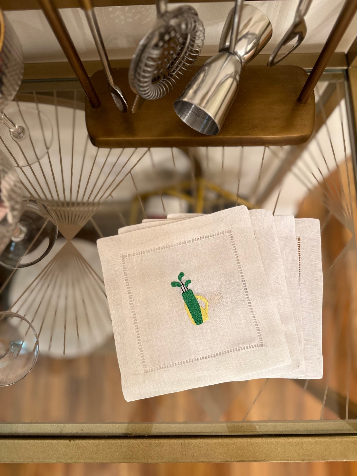Masters Inspired Embroidered Cocktail Napkin (Set of 4)