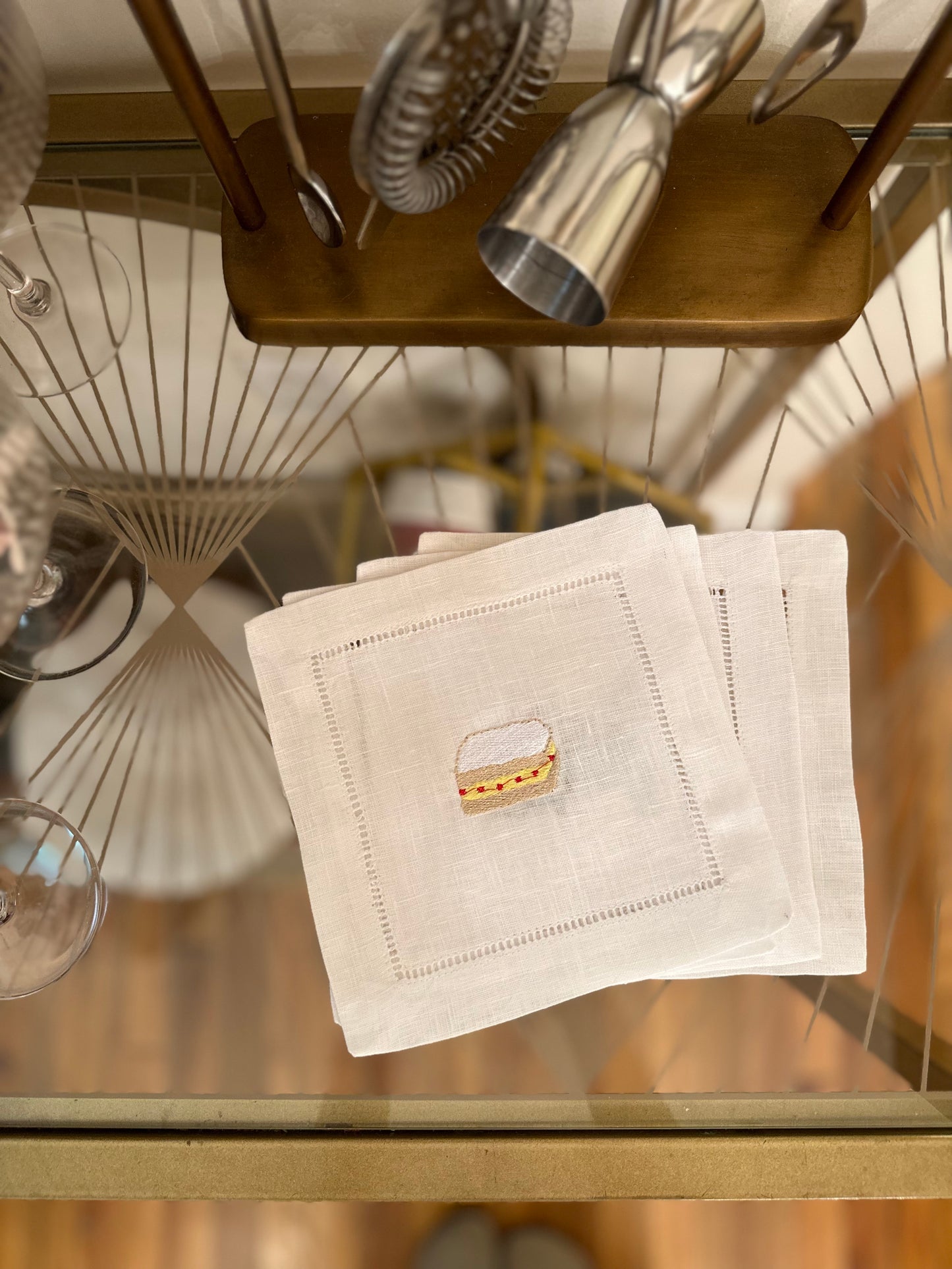 Masters Inspired Embroidered Cocktail Napkin (Set of 4)