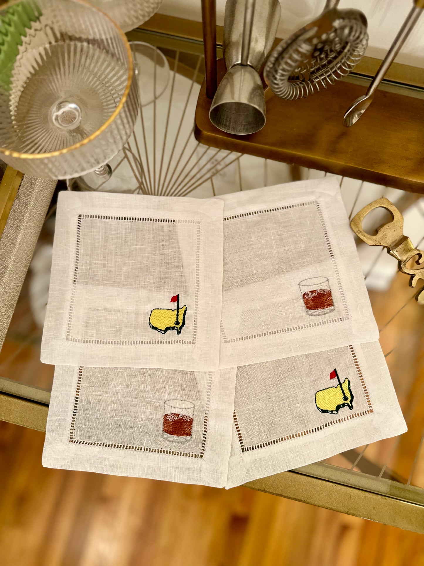 Gentleman's Embroidered Cocktail Napkin Set