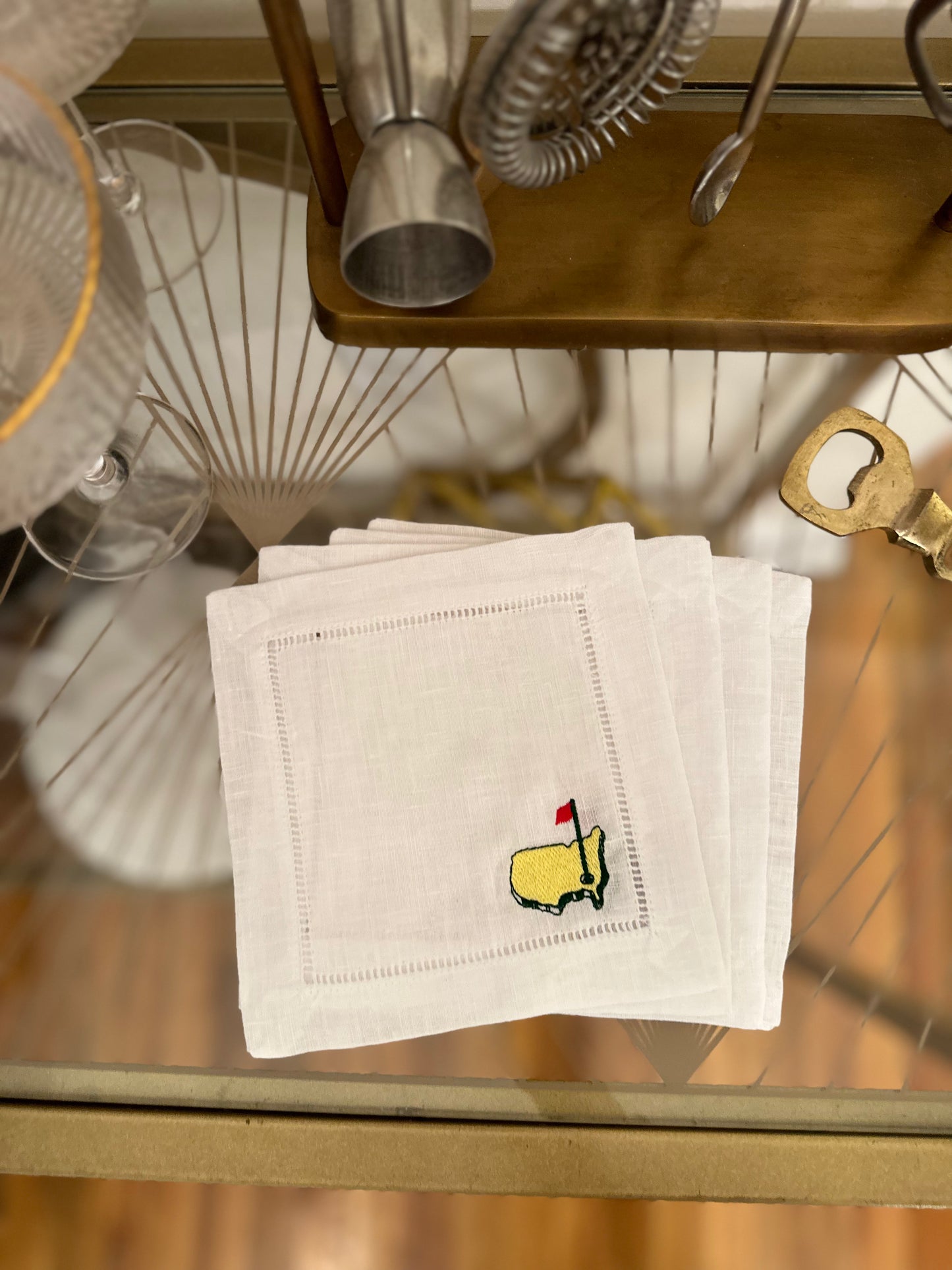 Masters Inspired Embroidered Cocktail Napkins