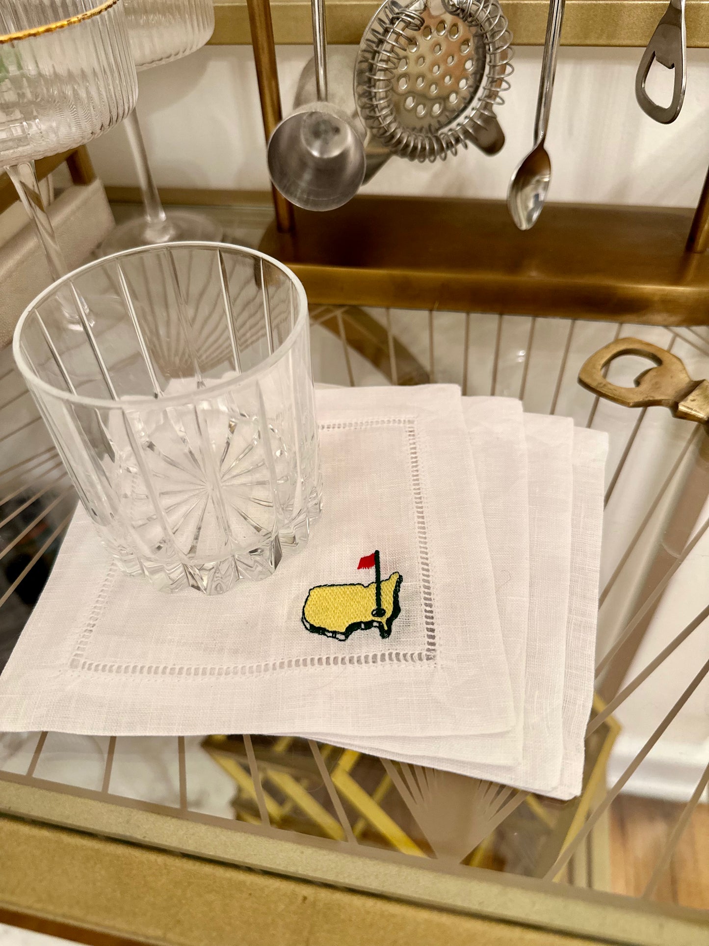 Gentleman's Embroidered Cocktail Napkin Set