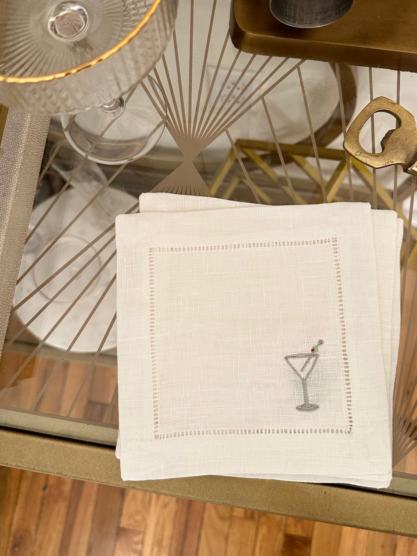 Custom One Icon Embroidered Cocktail Napkin Set
