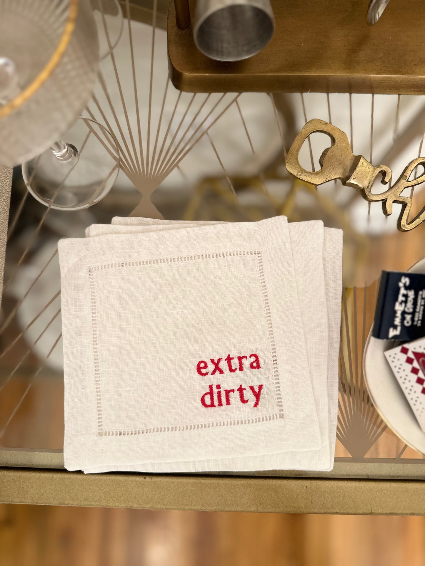 Dirty Martini Embroidered Cocktail Napkin Set
