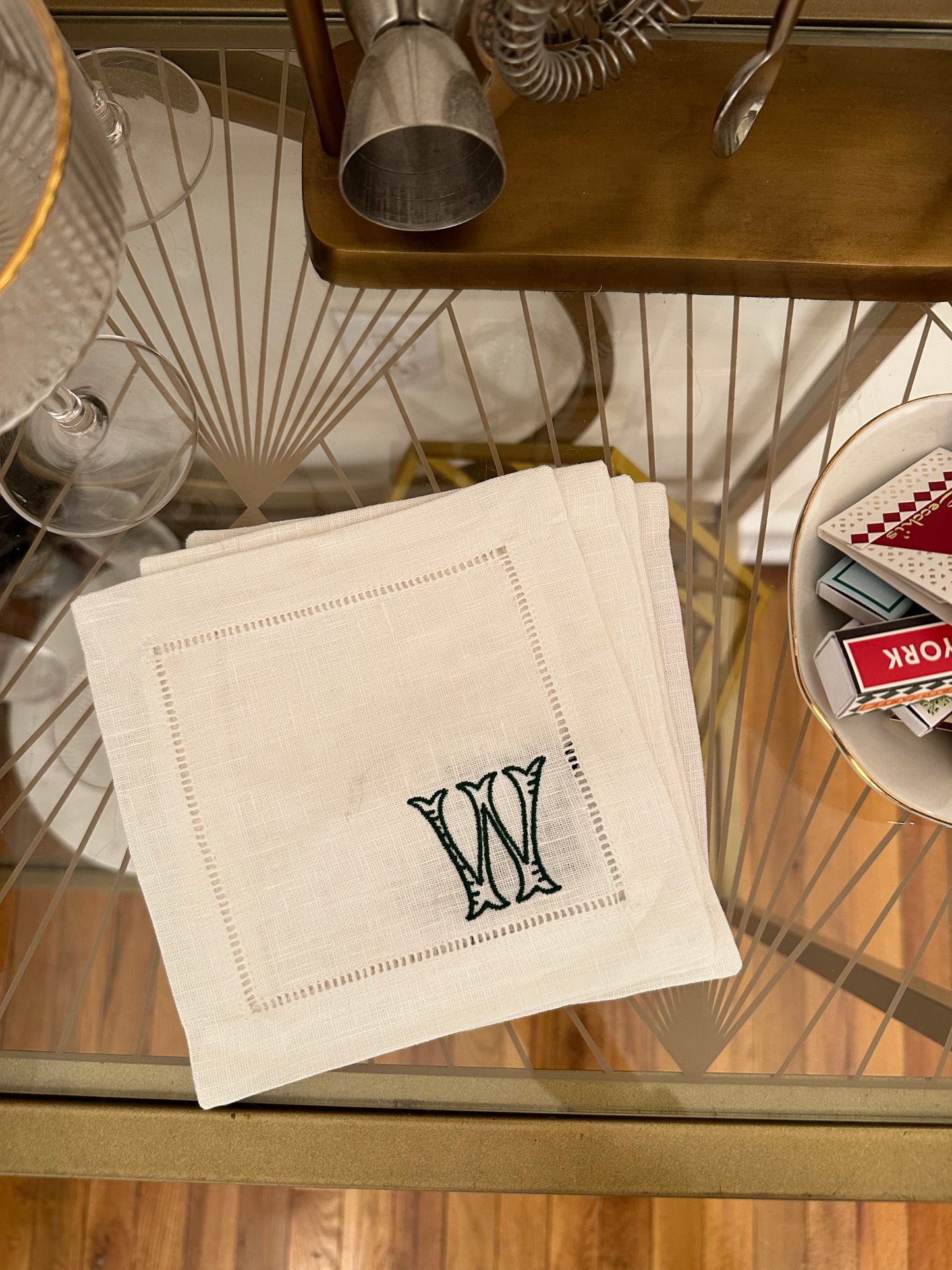 Custom Mini Fishtail Initial Embroidered Napkin Set