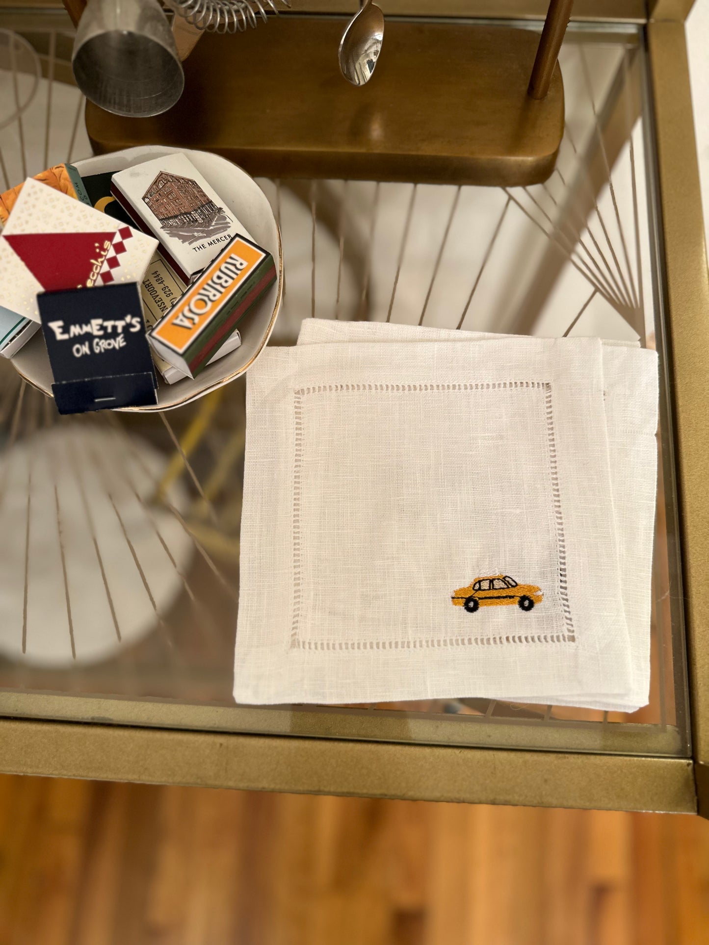 Custom One Icon Embroidered Cocktail Napkin Set