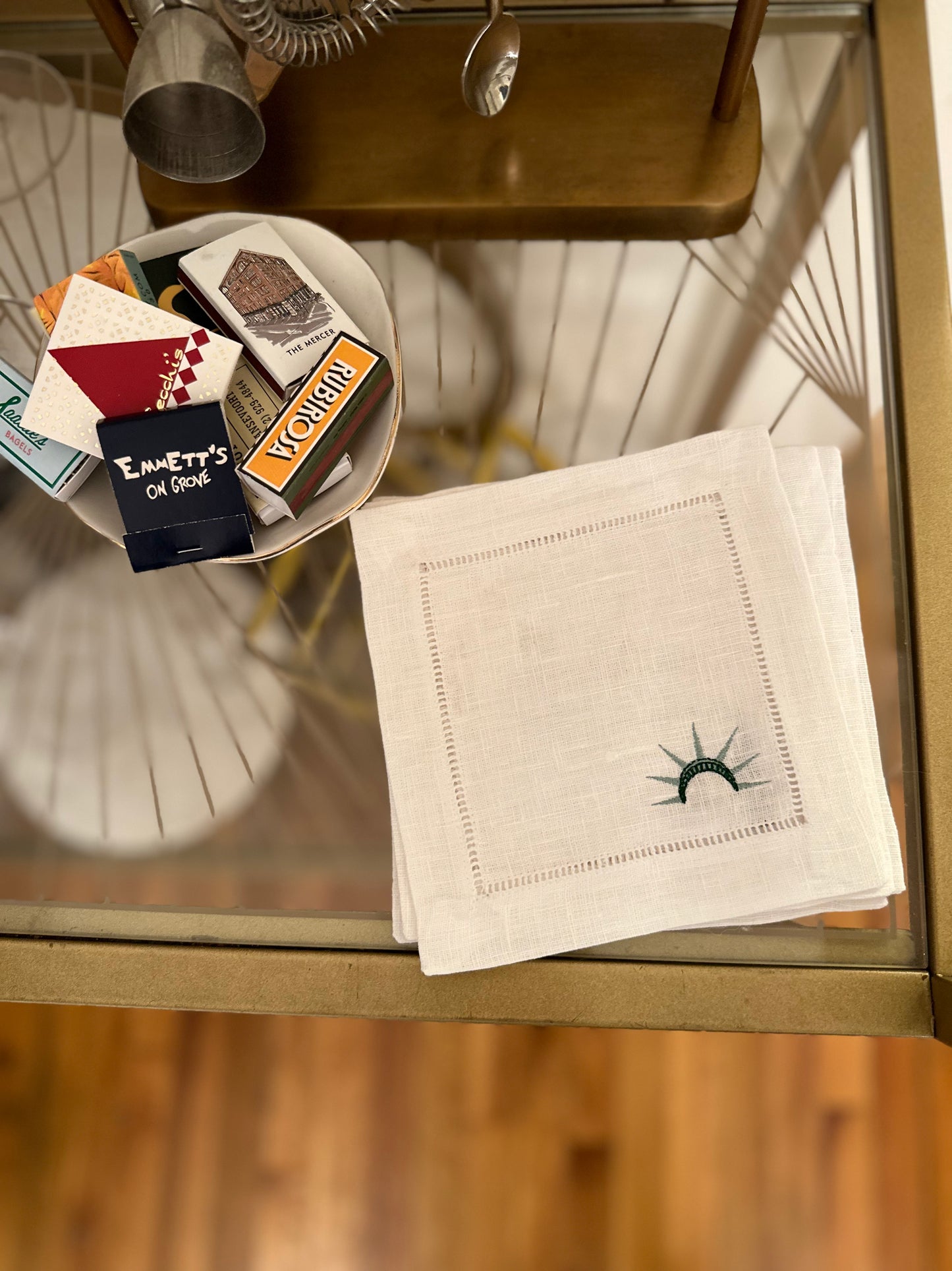 Custom One Icon Embroidered Cocktail Napkin Set