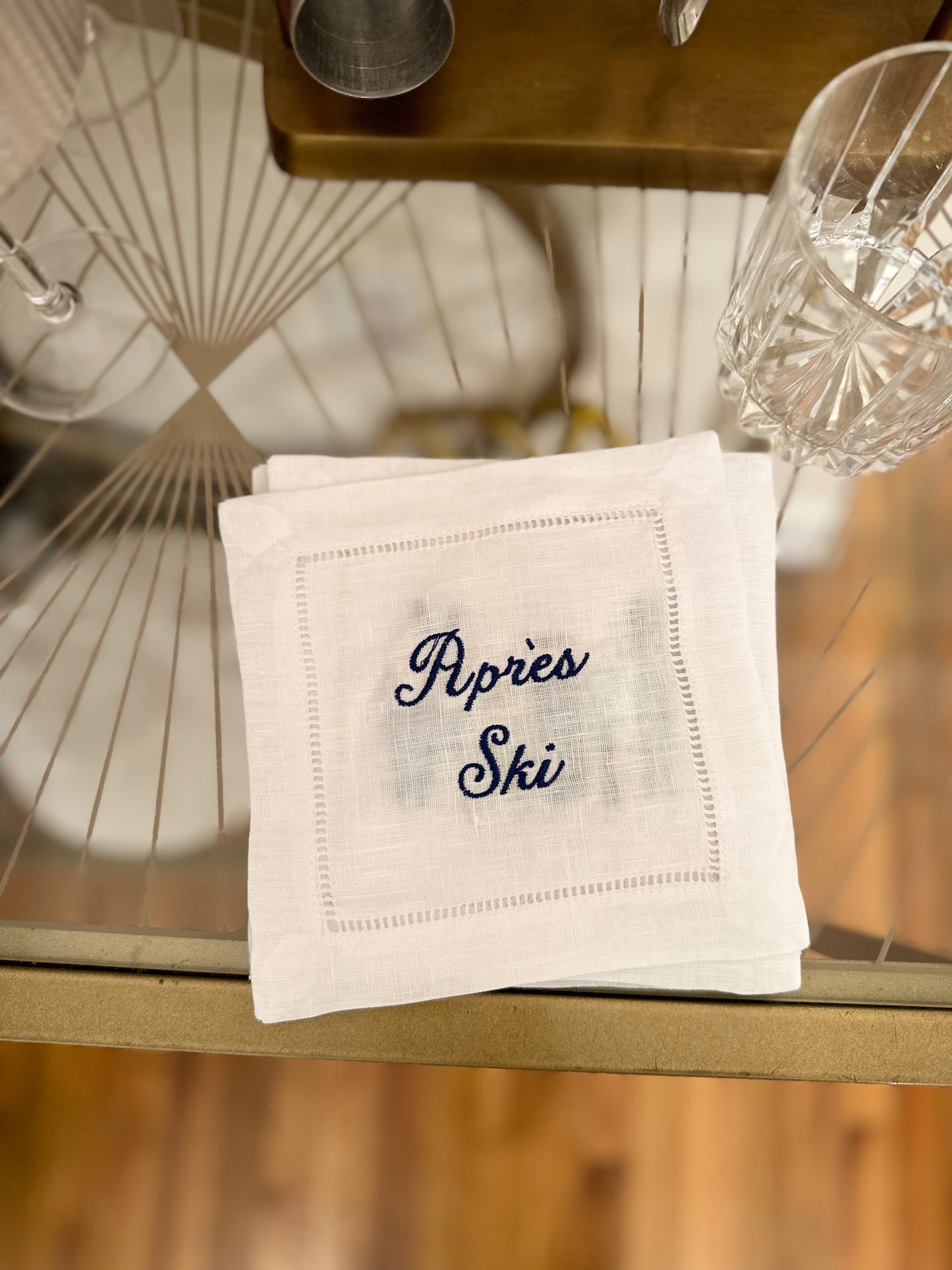 Aprés Ski Embroidered Cocktail Napkin Set
