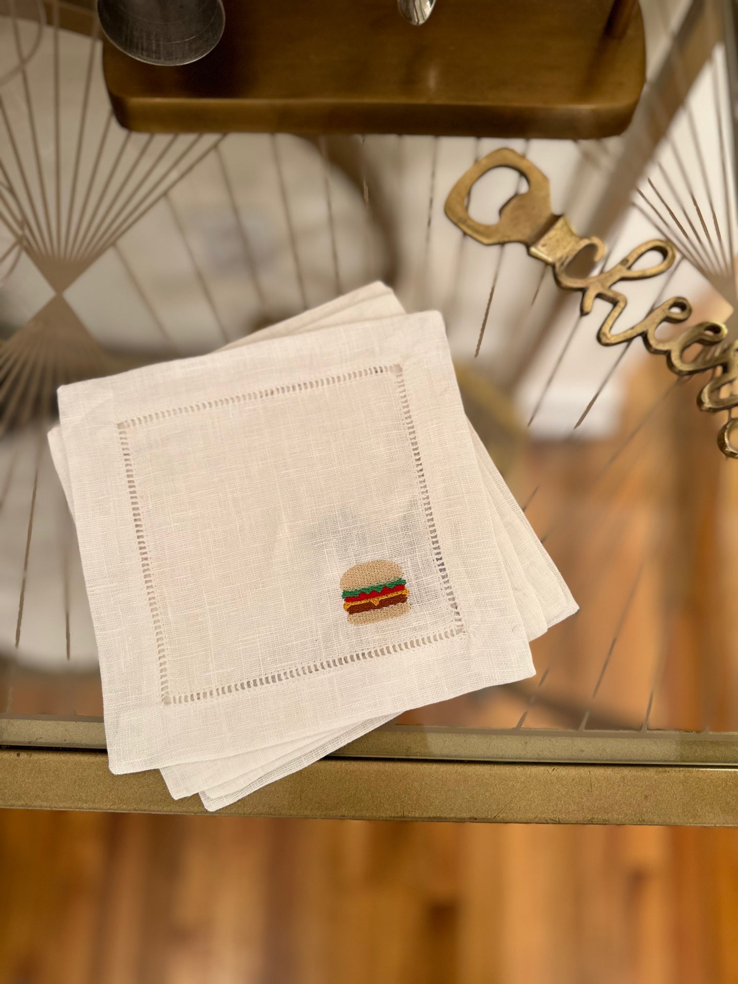 American Bar Embroidered Cocktail Napkin Set