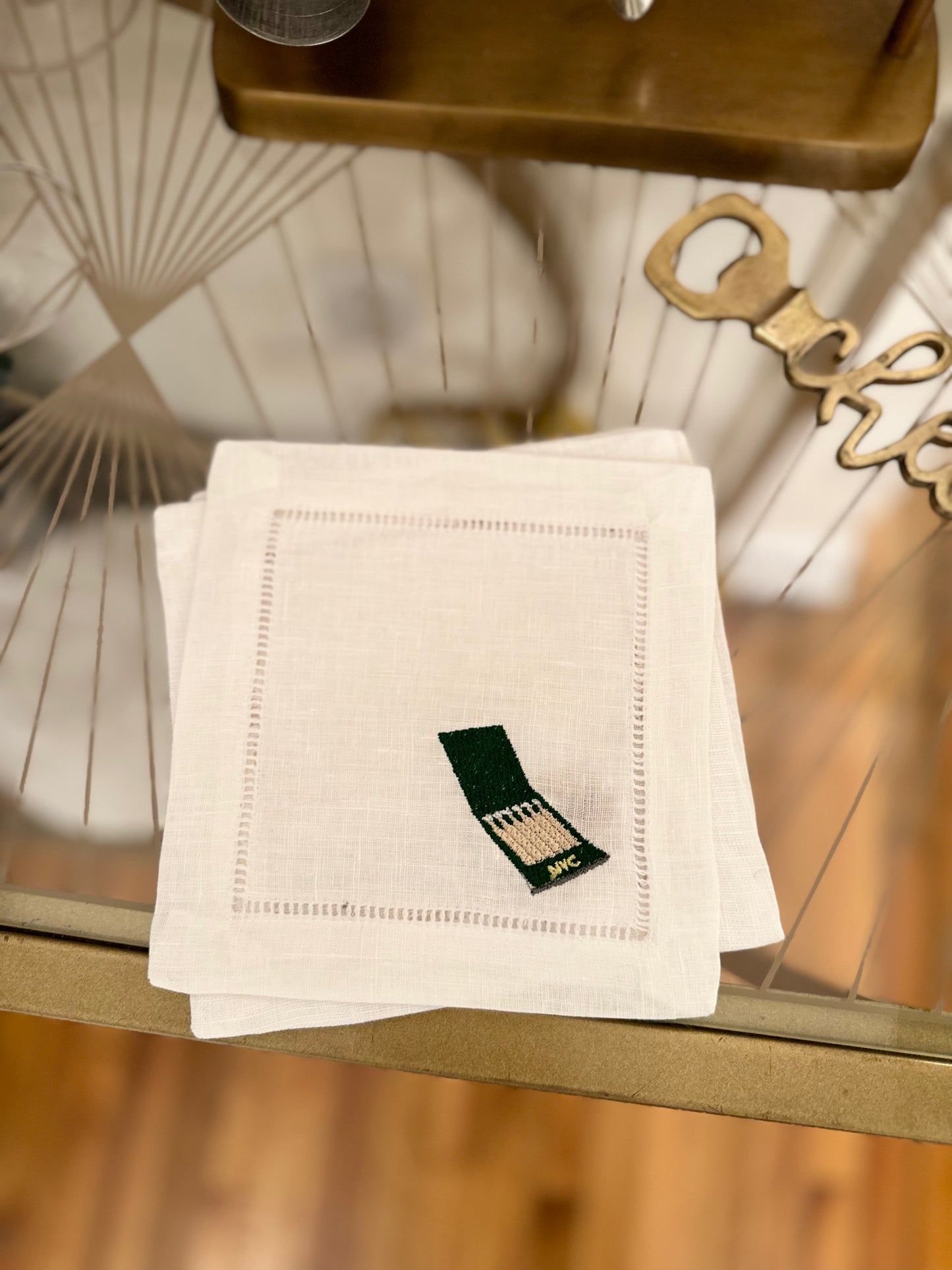 American Bar Embroidered Cocktail Napkin Set