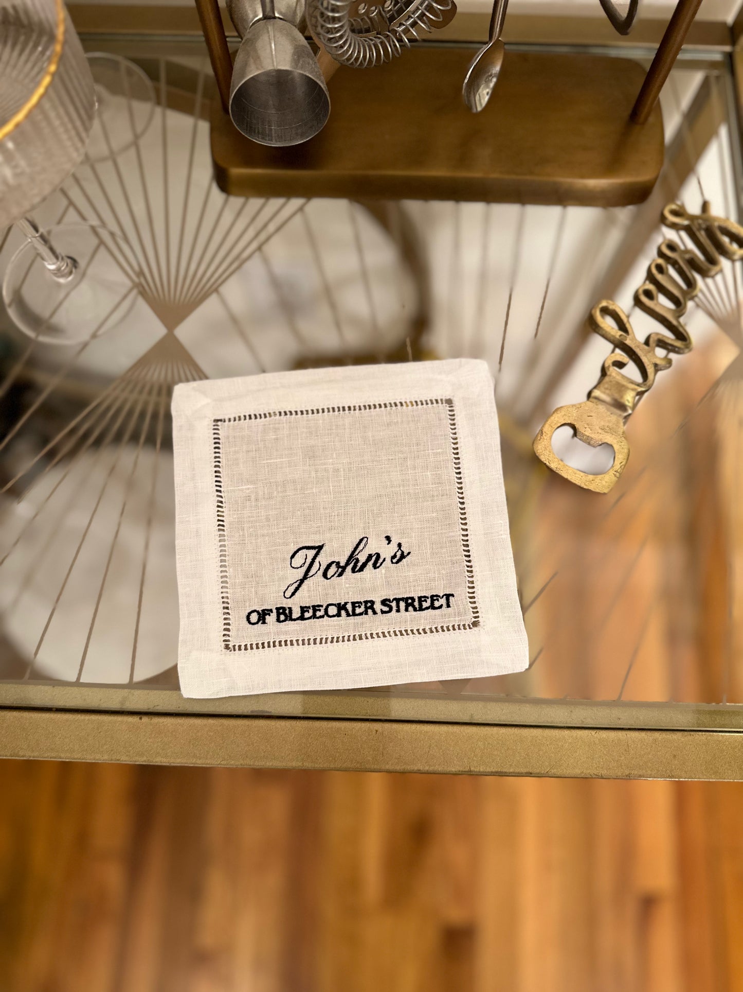 NYC Pizza Shop Embroidered Cocktail Napkin Set