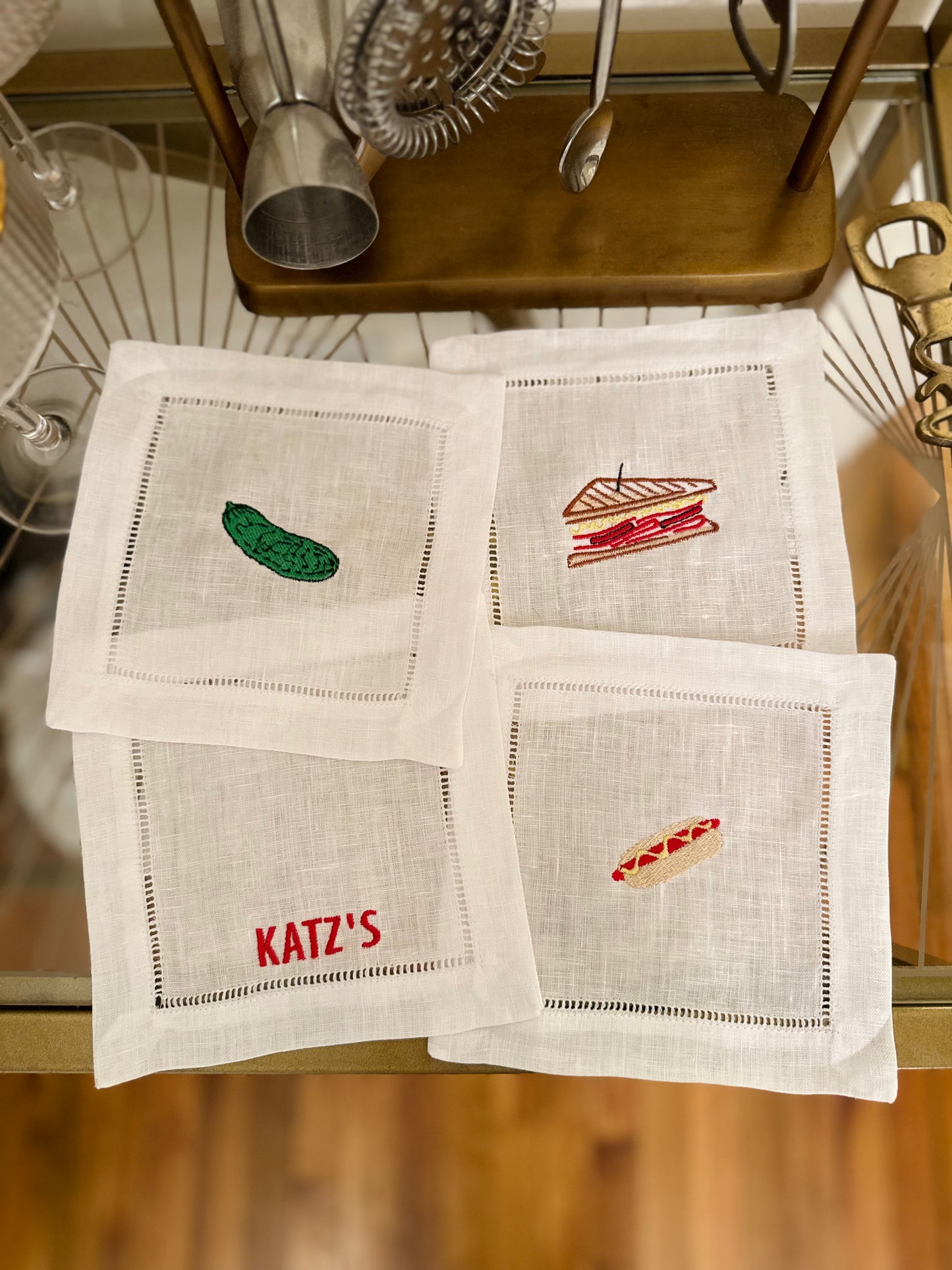 Katz's Deli Embroidered Cocktail Napkin Set