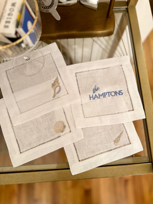 The Hamptons Embroidered Cocktail Napkin Set
