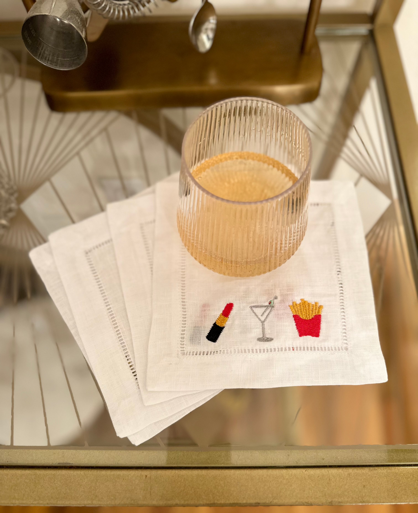 NYC Happy Meal Embroidered Cocktail Napkin Set
