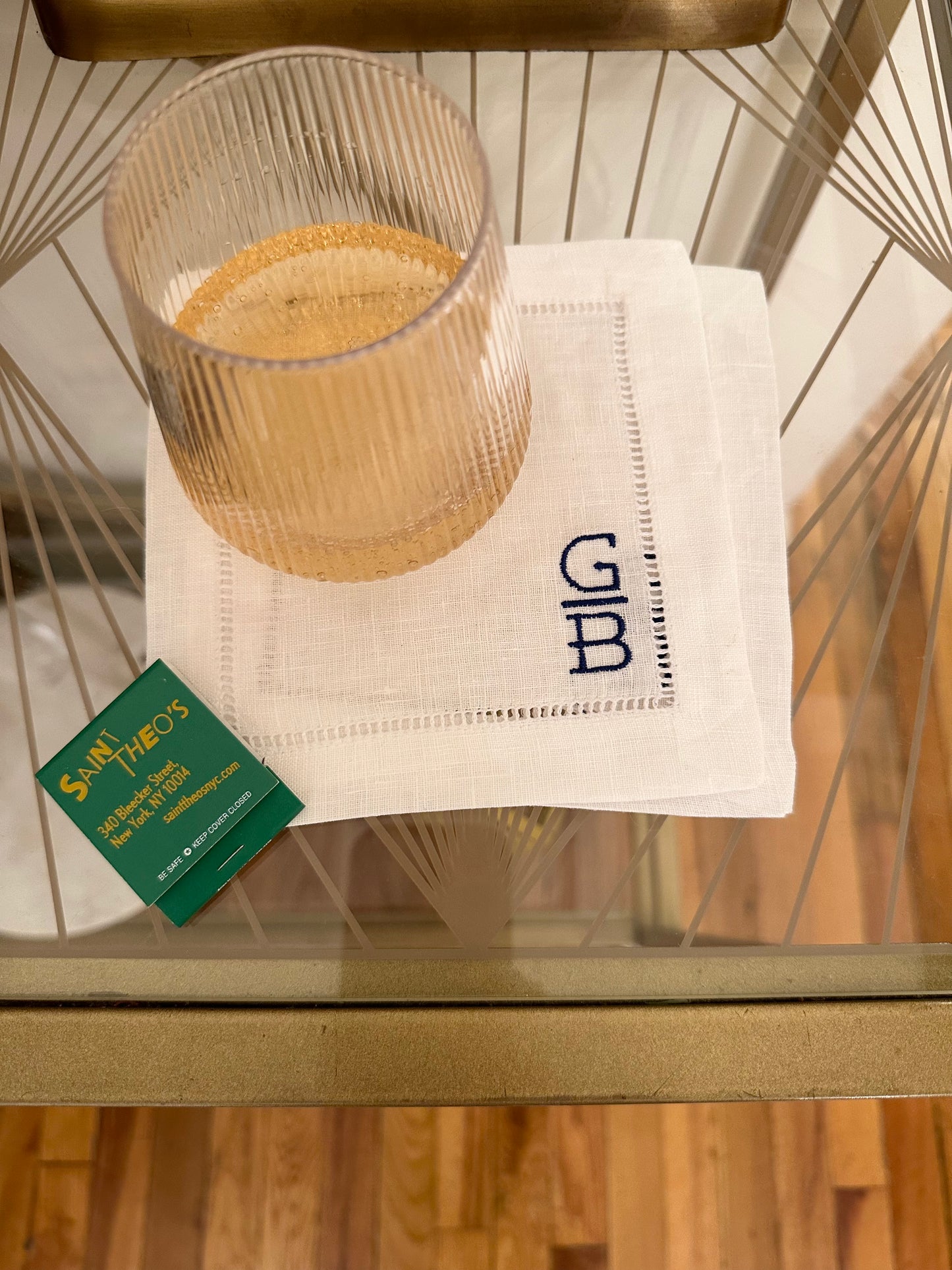 Custom Stacked Monogram Initials Embroidered Cocktail Napkin Set