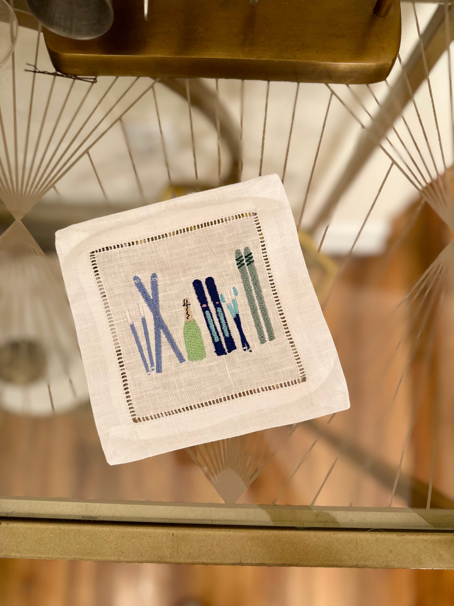 Aprés Ski Embroidered Cocktail Napkin Set