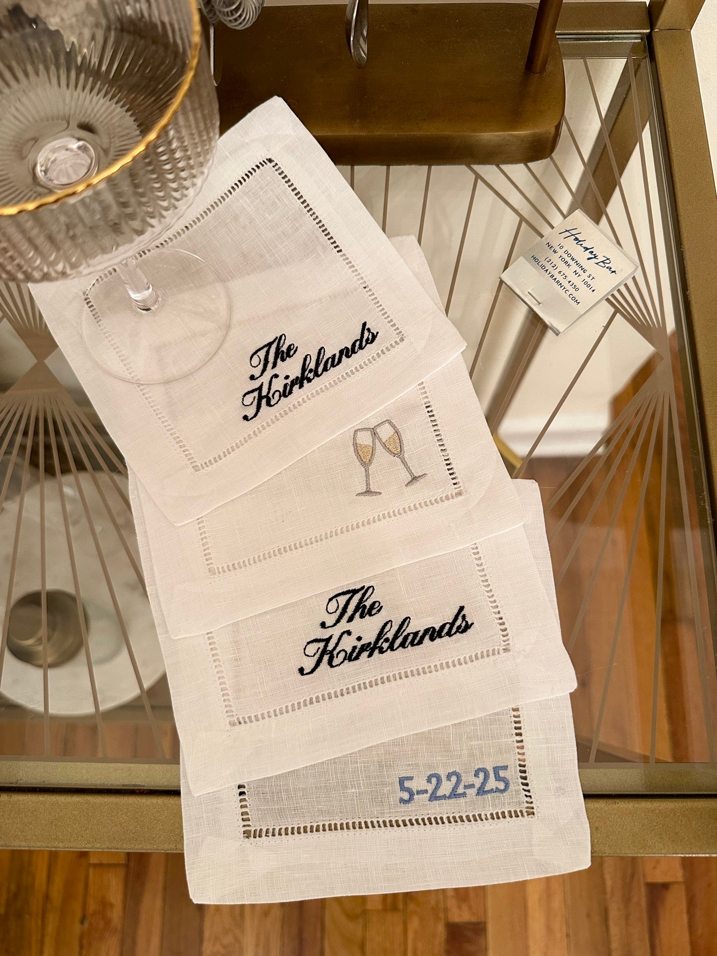 Custom Wedding Embroidered Cocktail Napkin Set
