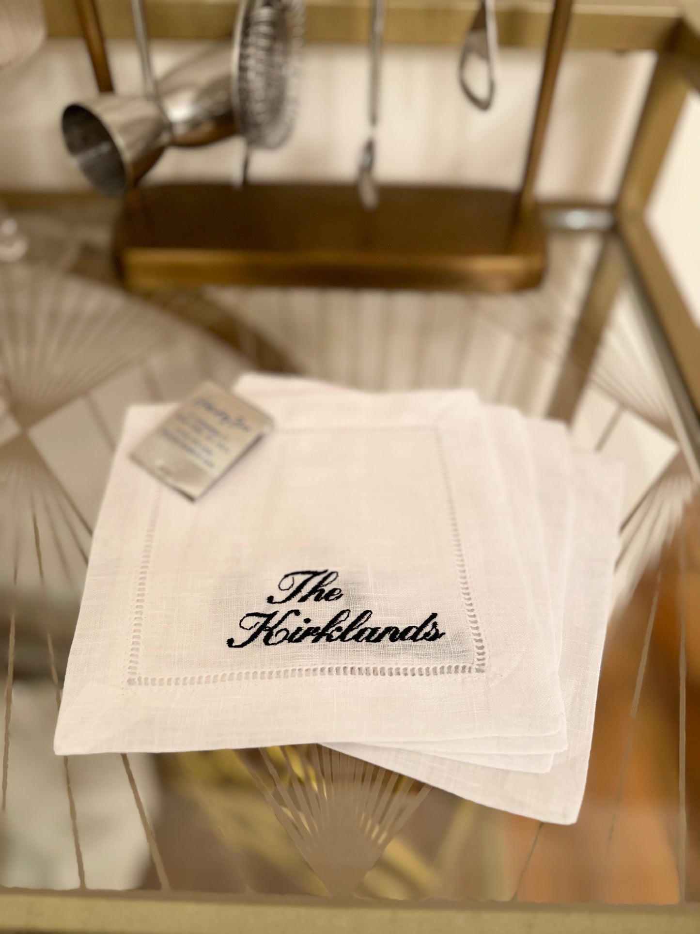 Custom Wedding Embroidered Cocktail Napkin Set