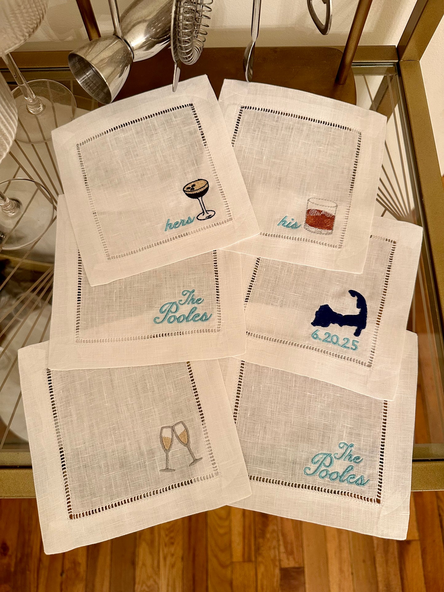 Ultimate Custom Wedding Embroidered Cocktail Napkin Set