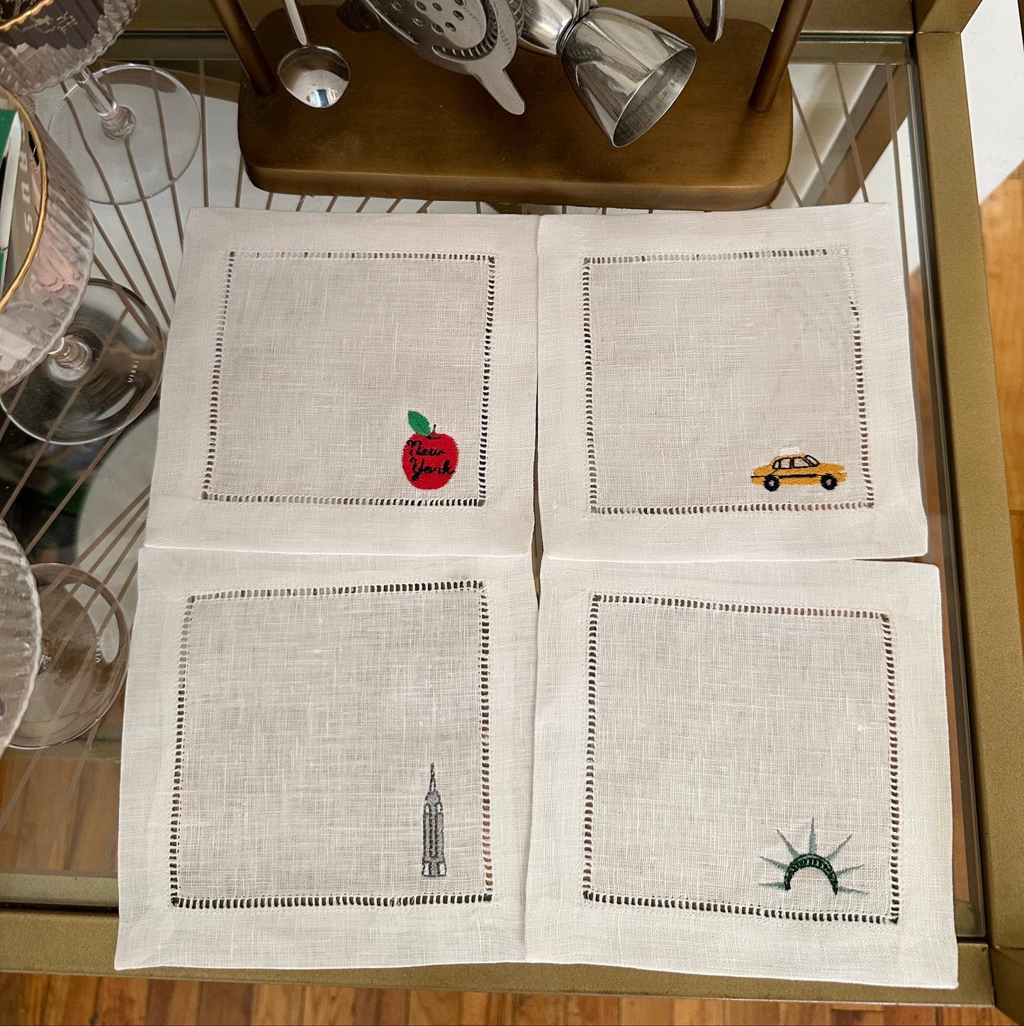 NYC Icon Embroidered Cocktail Napkin Set
