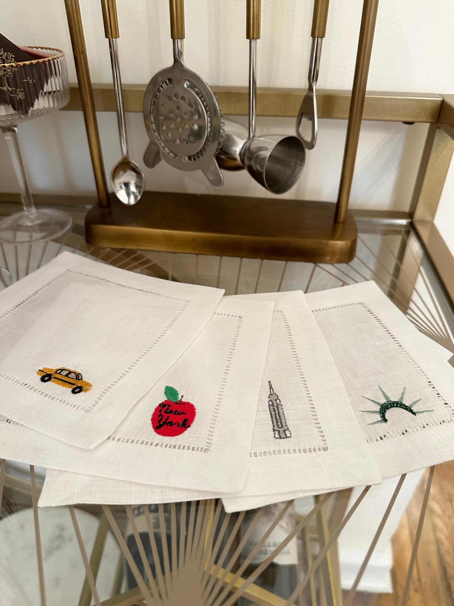 NYC Icon Embroidered Cocktail Napkin Set