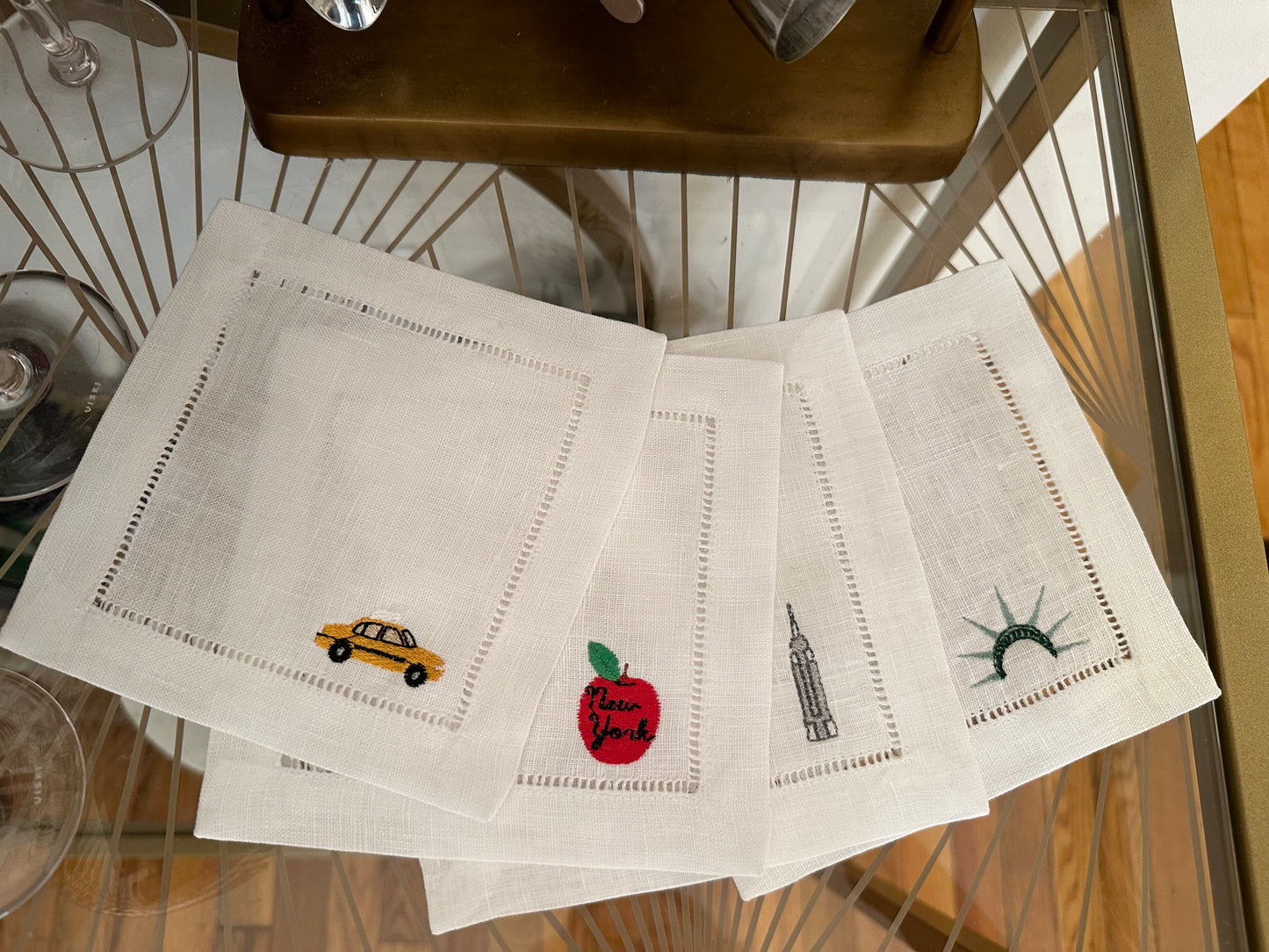 NYC Icon Embroidered Cocktail Napkin Set