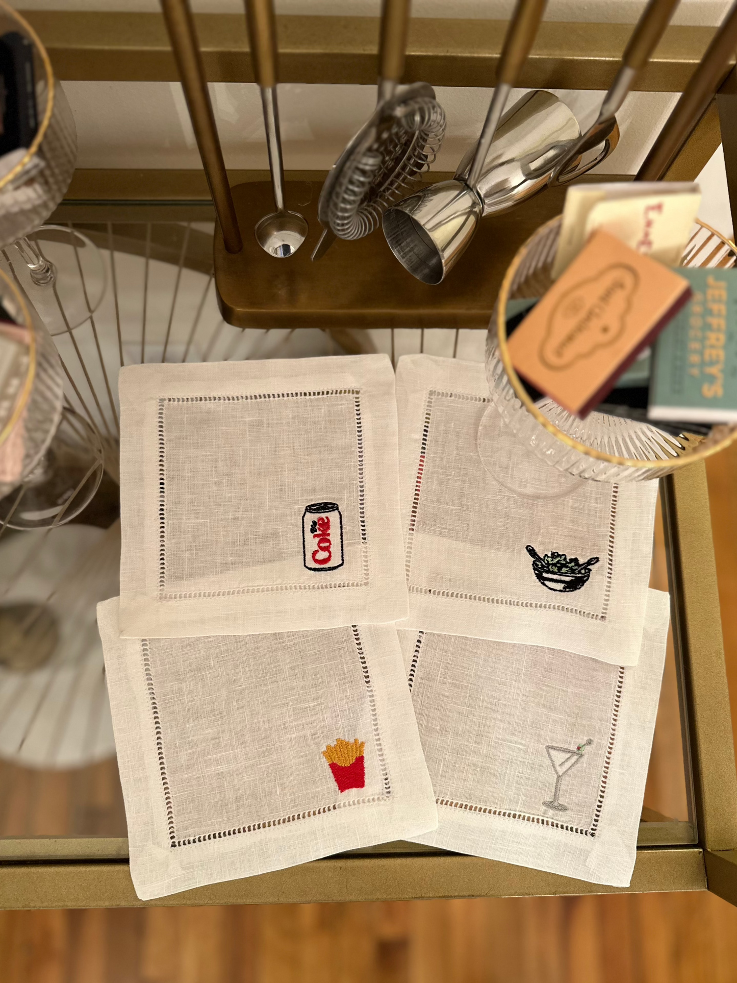 Girl Dinner Embroidered Cocktail Napkin Set