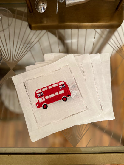 London Calling Embroidered Cocktail Napkin Set
