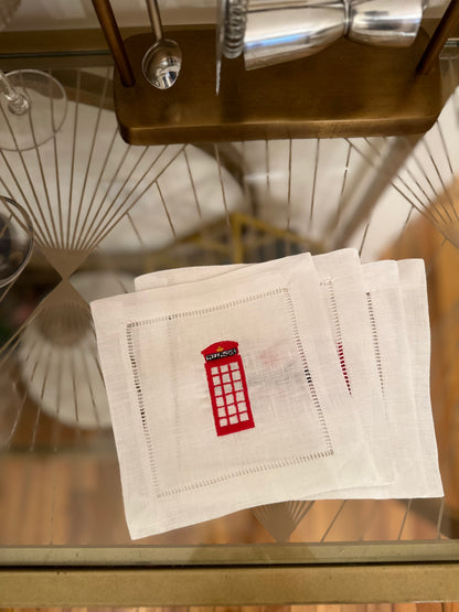 London Calling Embroidered Cocktail Napkin Set