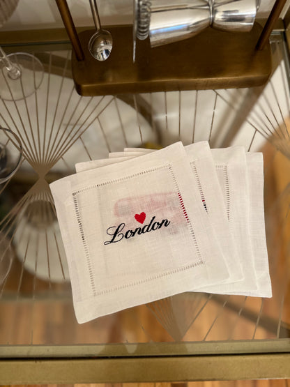 London Calling Embroidered Cocktail Napkin Set
