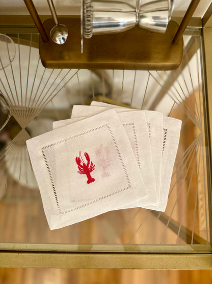 You're My Lobster Embroidered Cocktail Napkin Set