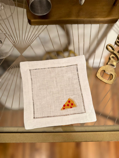 Custom Four Icon Embroidered Cocktail Napkin Set