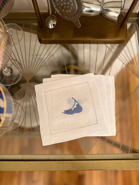 Nantucket Silhouette Embroidered Cocktail Napkin Set
