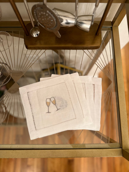 Oyster Happy Hour Embroidered Cocktail Napkin Set