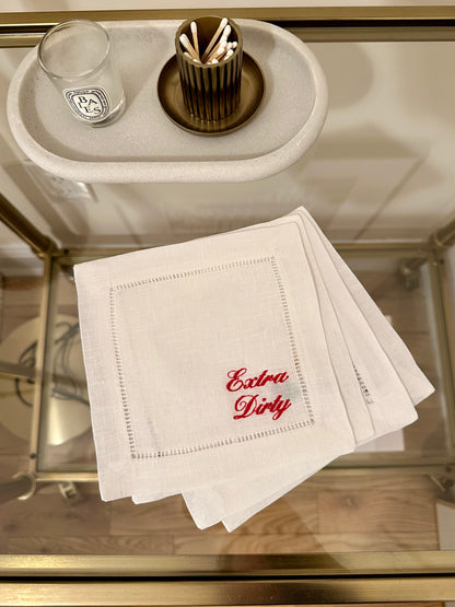 Dirty Martini Embroidered Cocktail Napkin Set